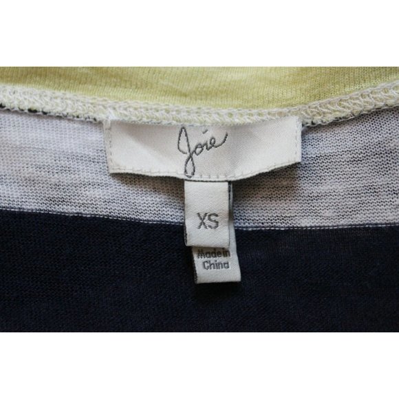 JOIE Maddie Striped Linen Slub Top Navy Blue White Yellow, Size XS - Picture 6 of 7